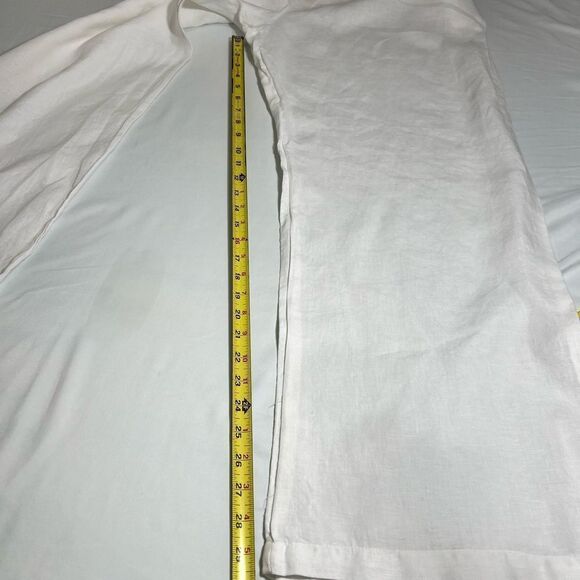 Johnny Was White Linen Pants Paper Bag Waist Wide Leg Size XL - Picture 8 of 8